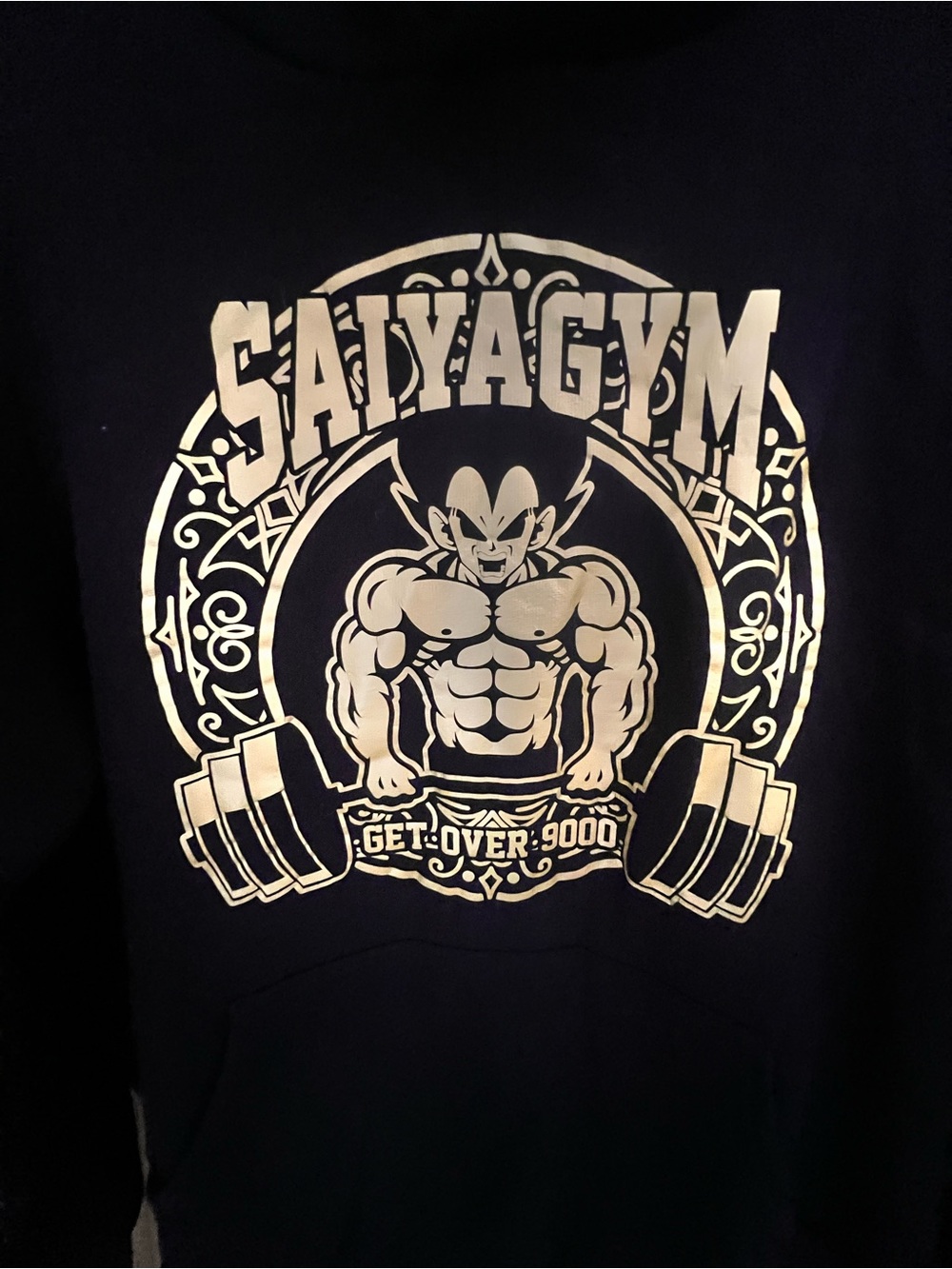 Dragon Ball Z Black Hoodie with Gold SaiyaGym Graphic